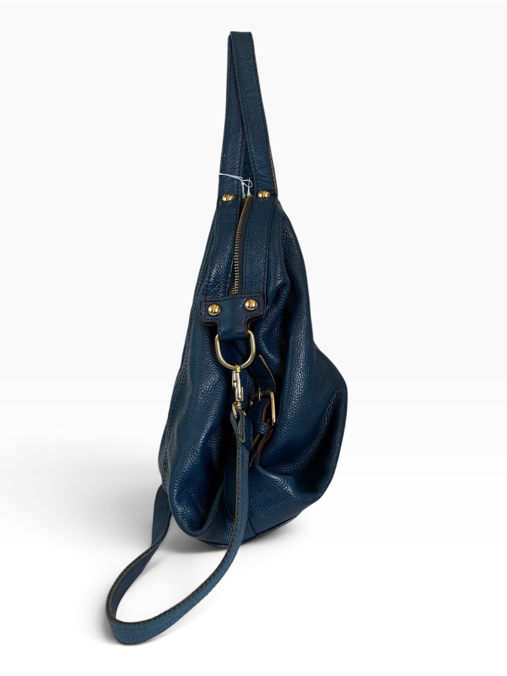 Blue Genuine Leather Slouchy Hobo Shoulder Crossbody Bag Large - Picture 3 of 7